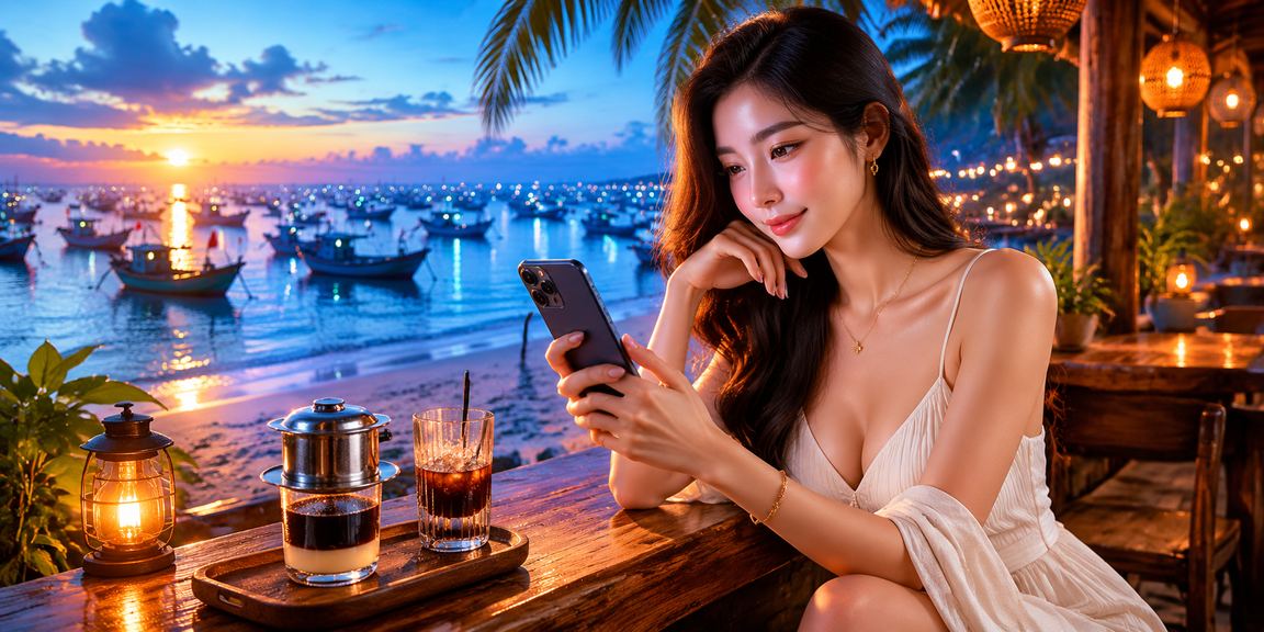 Người dùng tại Mũi Né xem kèo thể thao trực tuyến bên tách cà phê buổi sáng
